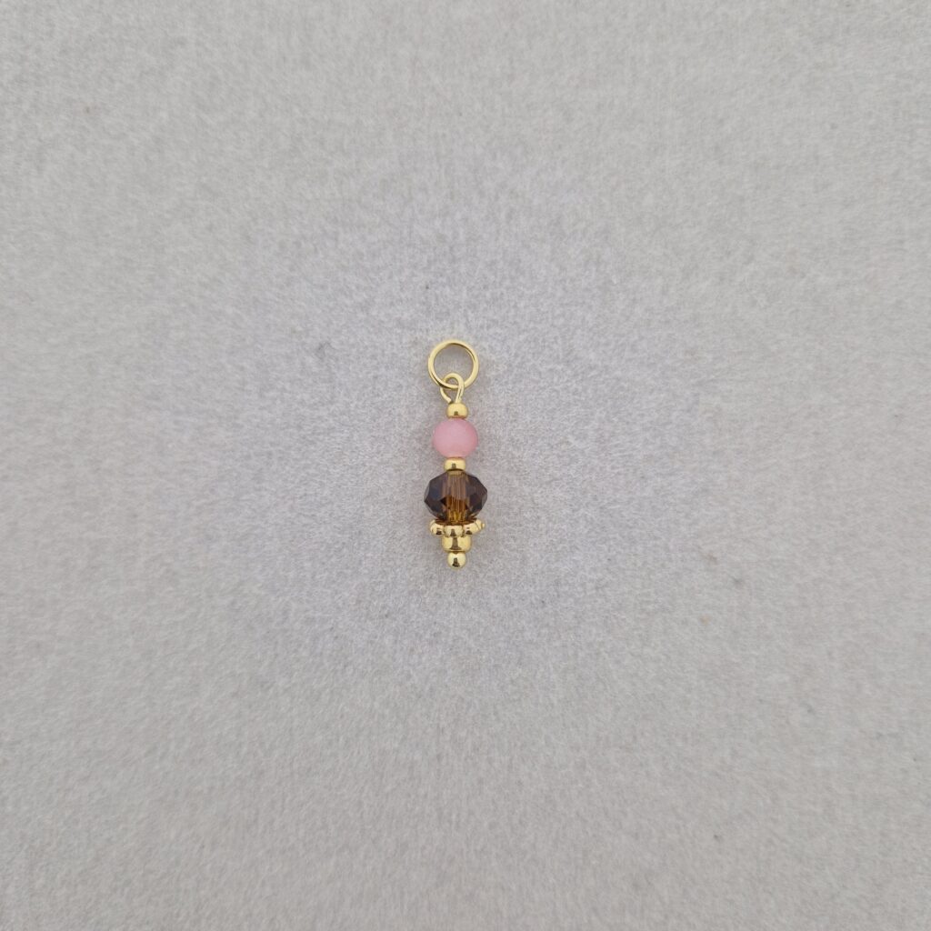 Bedel met bruine en roze facetkraal - Goud