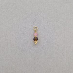 Bedel met bruine en roze facetkraal - Goud