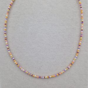 Korte kralenketting Miyuki | Paars, oranje, roze
