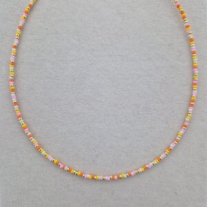 Korte kralenketting Miyuki | Roze, oranje, geel