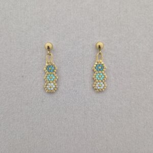 Oorbellen Miyuki bloemetjes | Turquoise goud