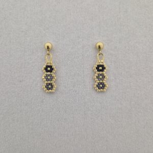 Oorbellen Miyuki bloemetjes | Zwart