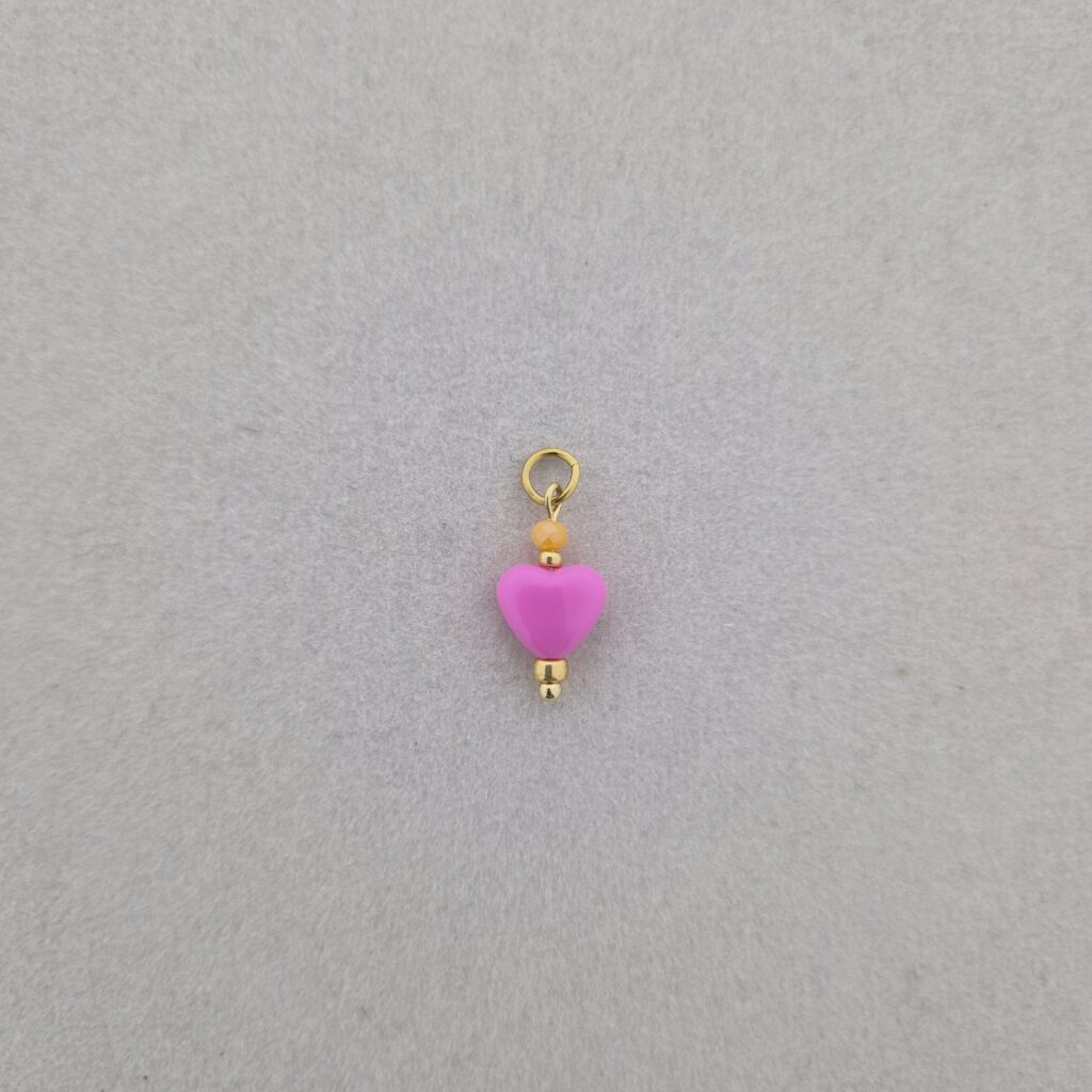 Bedel met roze hartje - goud