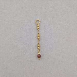 Bedel lange ketting met bruin kraaltje - goud
