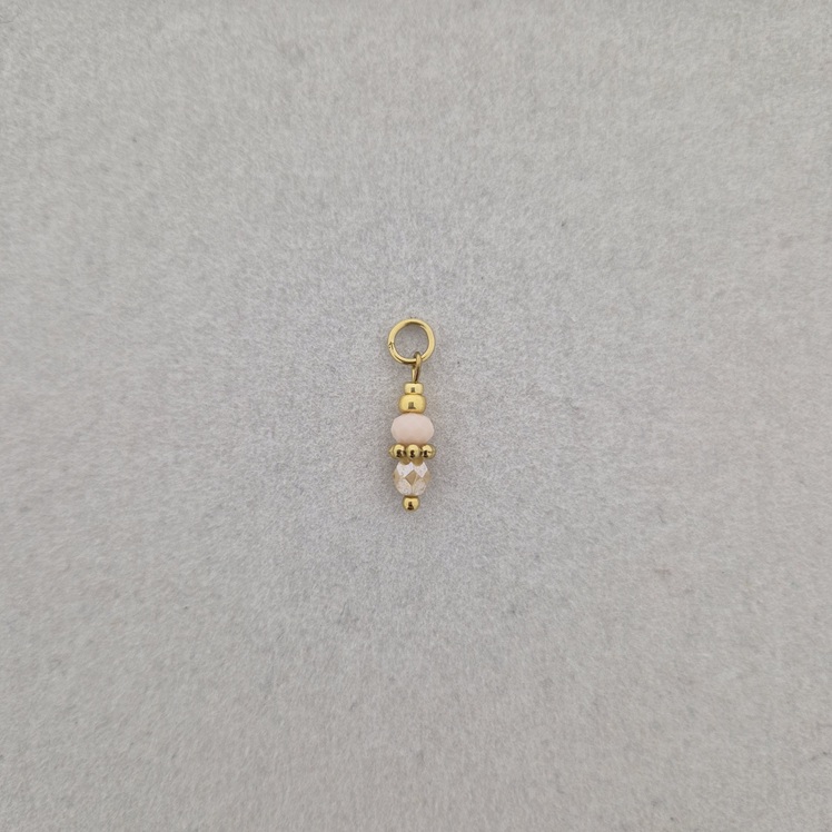Bedel met beige facetkraaltjes - goud